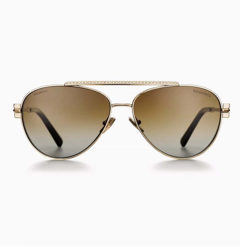 Tiffany & Co. Tiffany T Sunglasses in Pale Gold-colored Metal with Brown Gradient Lenses