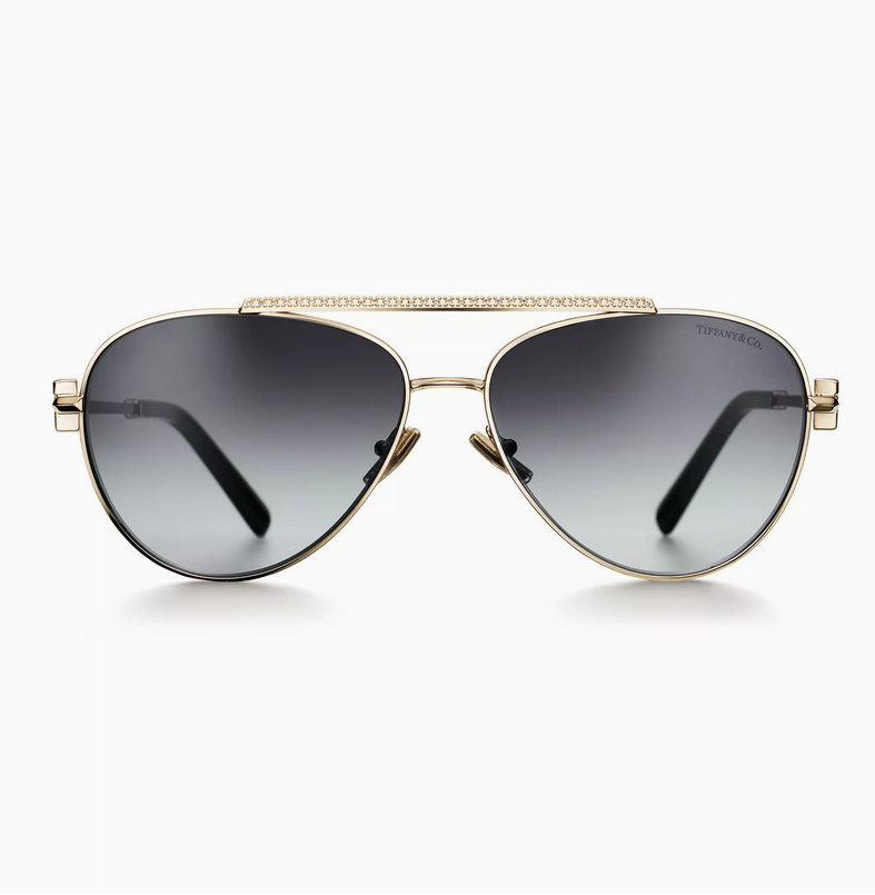 Tiffany & Co. Tiffany T Sunglasses in Pale Gold-colored Metal with Gray Gradient Lenses