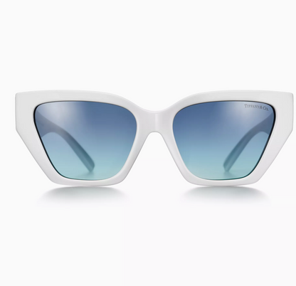 Tiffany & Co. Tiffany T Deco Sunglasses in White Acetate and Tiffany Blue® Gradient Lenses