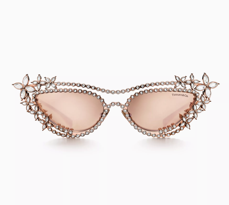 Tiffany & Co. Tiffany Eyewear Sunglasses in Rose Gold-plated Metal with Mirrored Lenses