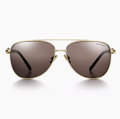 Tiffany & Co. Tiffany Knot Sunglasses in Pale Gold-colored Metal with Light Brown Lenses