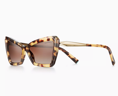 Tiffany & Co. Tiffany Eyewear Sunglasses in Yellow Tortoise Acetate with Brown Lenses