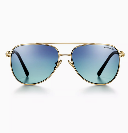 Tiffany & Co. Tiffany Knot Sunglasses in Pale Gold-colored Metal with Tiffany Blue® Lenses