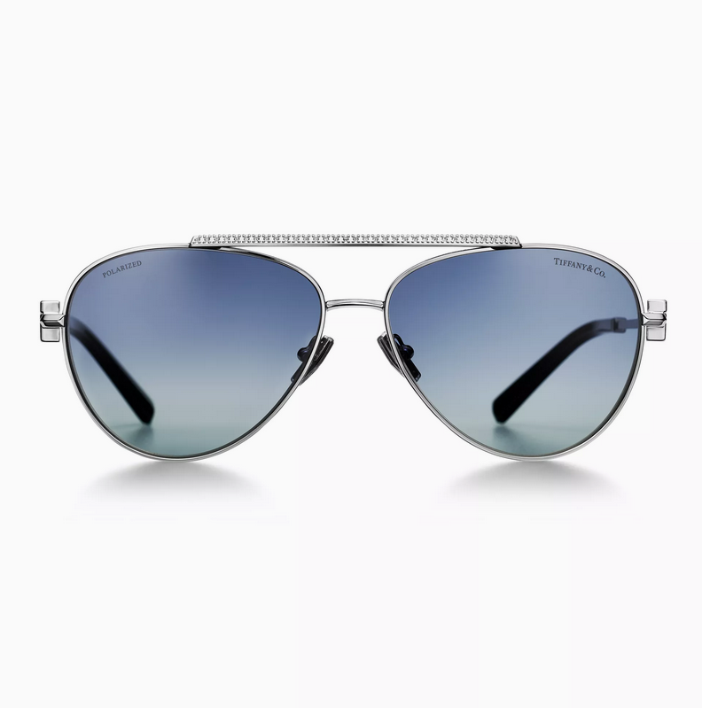 Tiffany & Co. Tiffany T Sunglasses in Silver-colored Metal with Tiffany Blue® Gradient Lenses