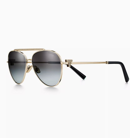 Tiffany & Co. Tiffany T Sunglasses in Pale Gold-colored Metal with Gray Gradient Lenses