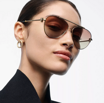 Tiffany & Co. Tiffany T Sunglasses in Pale Gold-colored Metal with Pink Gradient Lenses