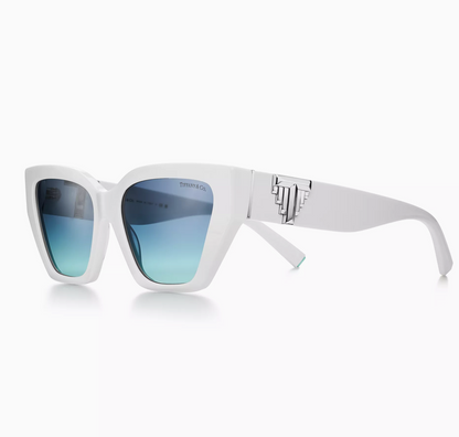 Tiffany & Co. Tiffany T Deco Sunglasses in White Acetate and Tiffany Blue® Gradient Lenses