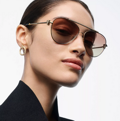 Tiffany & Co. Tiffany T Sunglasses in Pale Gold-colored Metal with Gradient Blue Lenses