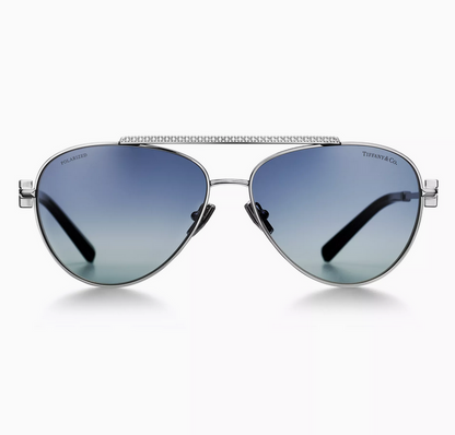 Tiffany & Co. Tiffany T Sunglasses in Silver-colored Metal with Tiffany Blue® Gradient Lenses
