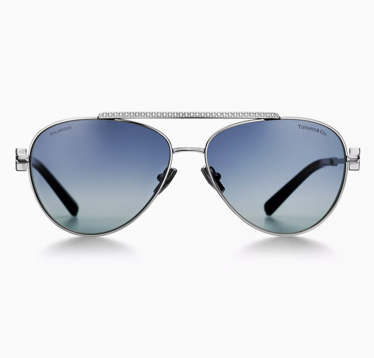 Tiffany & Co. Tiffany T Sunglasses in Silver-colored Metal with Tiffany Blue® Gradient Lenses