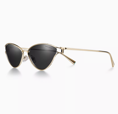 Tiffany & Co. Tiffany T Sunglasses in Pale Gold-colored Metal with Dark Gray Lenses