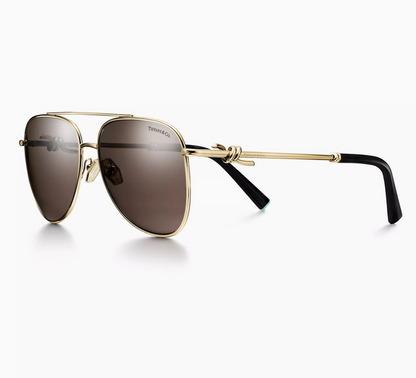 Tiffany & Co. Tiffany Knot Sunglasses in Pale Gold-colored Metal with Light Brown Lenses
