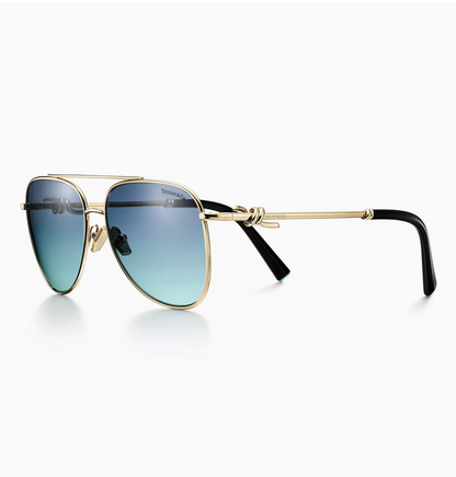 Tiffany & Co. Tiffany Knot Sunglasses in Pale Gold-colored Metal with Tiffany Blue® Lenses