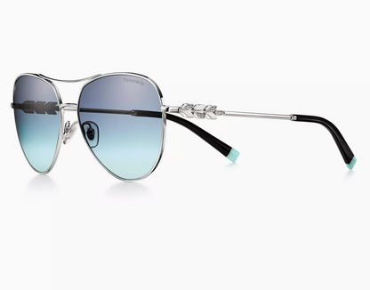 Tiffany & Co. Tiffany Victoria® Sunglasses in Silver-colored Metal with Gradient Blue Lenses