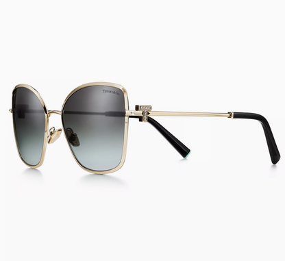 Tiffany & Co. Tiffany T Sunglasses in Pale gold-colored Metal with Gray Gradient Lenses