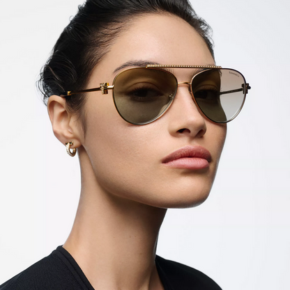 Tiffany & Co. Tiffany T Sunglasses in Pale Gold-colored Metal with Brown Gradient Lenses