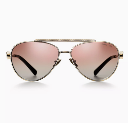 Tiffany & Co. Tiffany T Sunglasses in Pale Gold-colored Metal with Pink Gradient Lenses