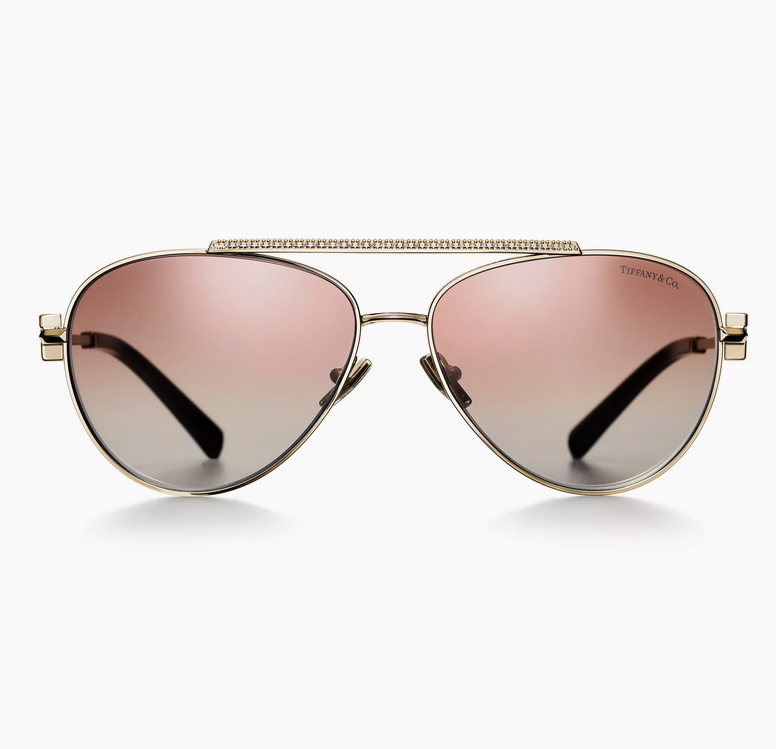 Tiffany & Co. Tiffany T Sunglasses in Pale Gold-colored Metal with Pink Gradient Lenses
