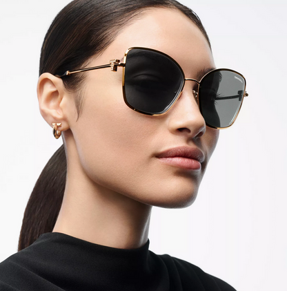Tiffany & Co. Tiffany T Sunglasses in Pale gold-colored Metal with Gray Gradient Lenses