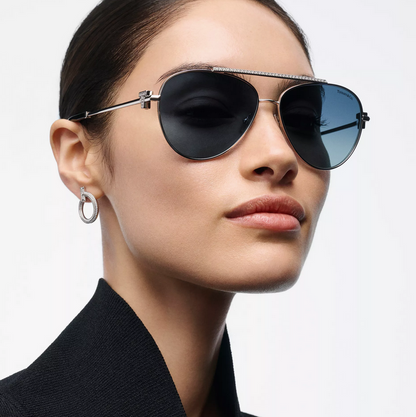 Tiffany & Co. Tiffany T Sunglasses in Silver-colored Metal with Tiffany Blue® Gradient Lenses