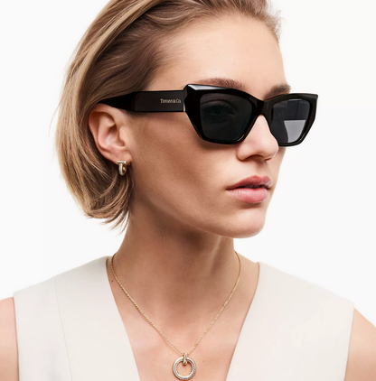 Tiffany & Co. Tiffany Eyewear Sunglasses in Black Acetate with Dark Gray Lenses