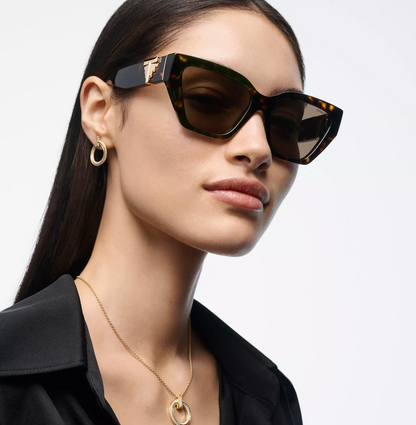 Tiffany & Co. Tiffany T Deco Sunglasses in Tortoise Acetate, Gold-colored Metal & Brown Lenses
