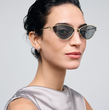 Tiffany & Co. Tiffany T Sunglasses in Pale Gold-colored Metal with Dark Gray Lenses