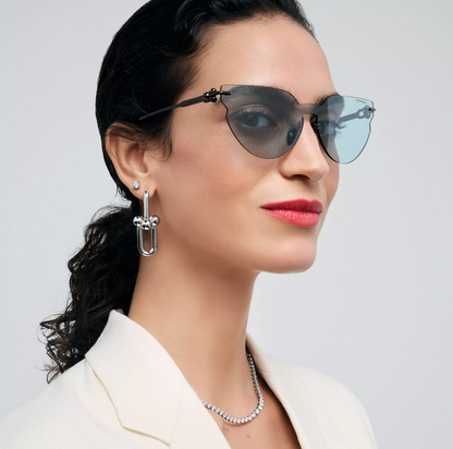 Tiffany & Co. Tiffany HardWear Sunglasses in Titanium with Blue Lenses