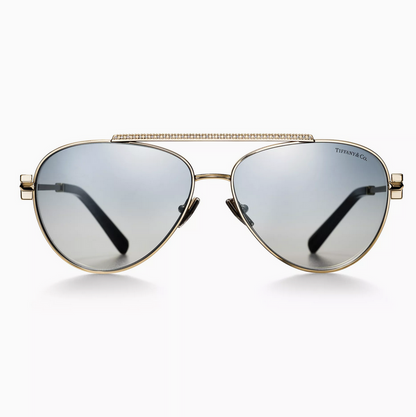 Tiffany & Co. Tiffany T Sunglasses in Pale Gold-colored Metal with Gradient Blue Lenses