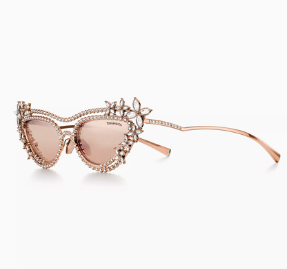 Tiffany & Co. Tiffany Eyewear Sunglasses in Rose Gold-plated Metal with Mirrored Lenses