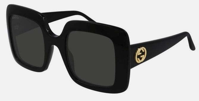 Gucci GG0896S Oversized Square Sunglasses – Black Frame with Grey Lenses and Gold GG Emblem
