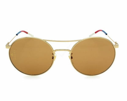 Gucci GG0061S Round Sunglasses – Gold Frame with Brown Lenses