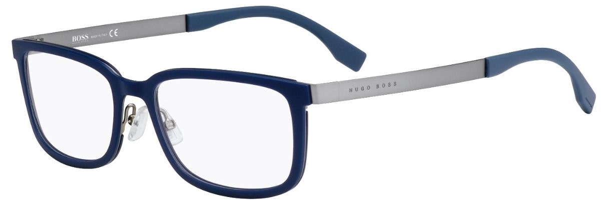 Hugo Boss 0726 KDN Blue & Gunmetal Rectangular Optical Eyeglasses – Lightweight Metal