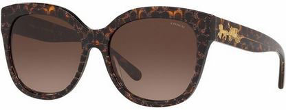 Coach HC8264 Women’s Sunglasses Tortoise Pink Glitter, Dark Brown Gradient Logo