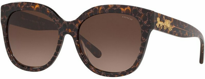 Coach HC8264 Women’s Sunglasses Tortoise Pink Glitter, Dark Brown Gradient Logo
