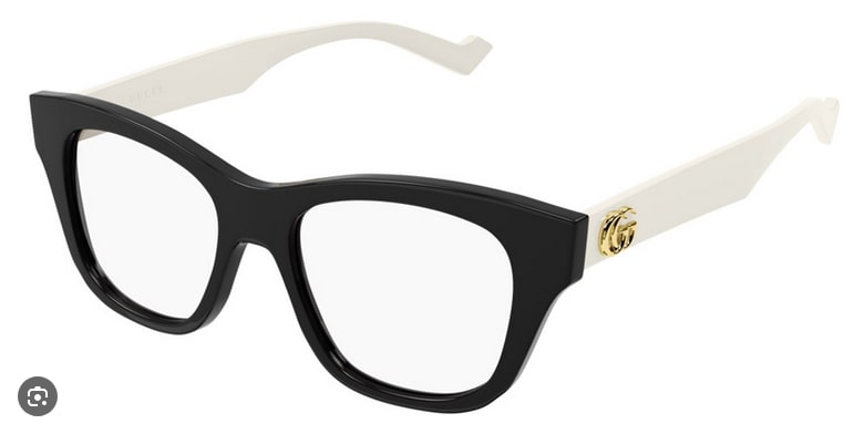 Gucci GG0999O 002 Eyeglasses Black Ivory Cat-Eye Frame Gold GG Logo