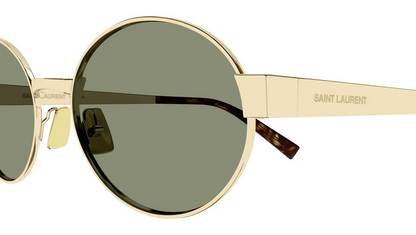 Saint Laurent YSL SL 692 003 Sunglasses Light Gold Frame Green Lenses Round