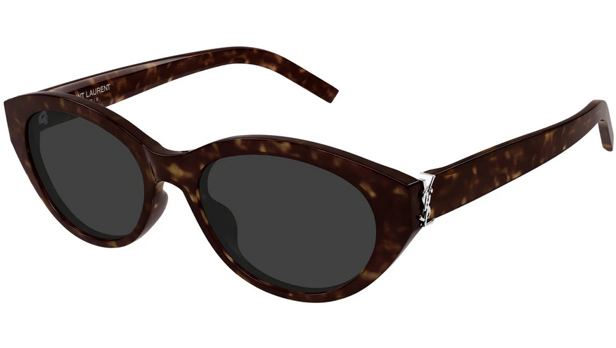 Saint Laurent YSL SL 148 002 Oval Sunglasses Havana Frame Gray Lenses