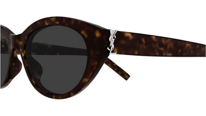 Saint Laurent YSL SL 148 002 Oval Sunglasses Havana Frame Gray Lenses