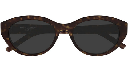 Saint Laurent YSL SL 148 002 Oval Sunglasses Havana Frame Gray Lenses