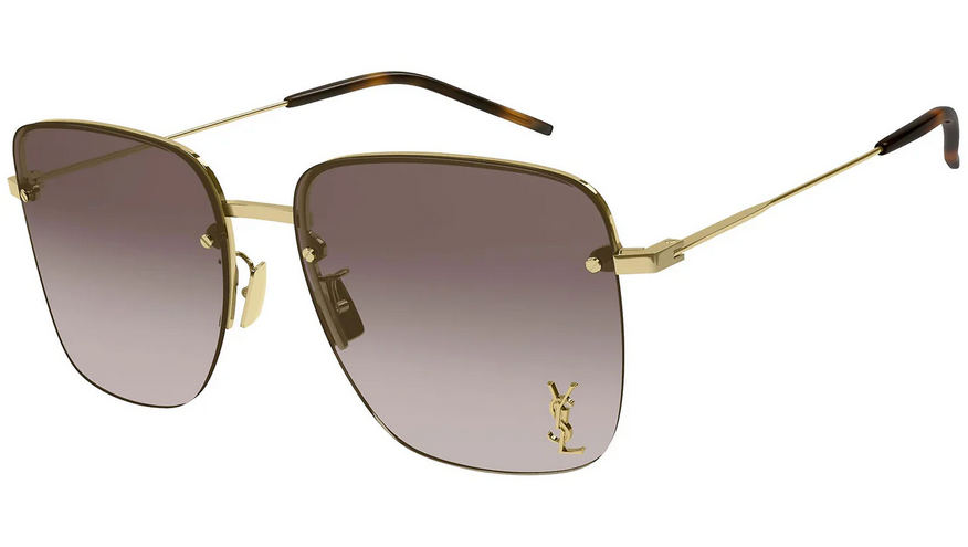 Saint Laurent YSL SL 312 008 Square Sunglasses Gold Frame Brown Gradient Lenses