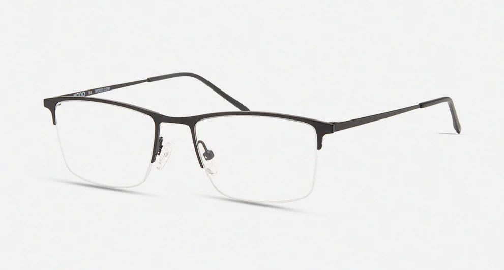 Modo 4284S Eyeglasses Matte Black Rectangular Lightweight Optical Frame Half Rim