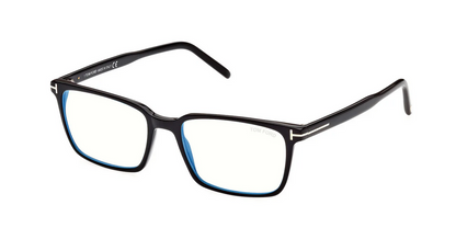 Tom Ford FT5802-B 001 Black Rectangular Eyeglasses Blue Light Block Optical Frame