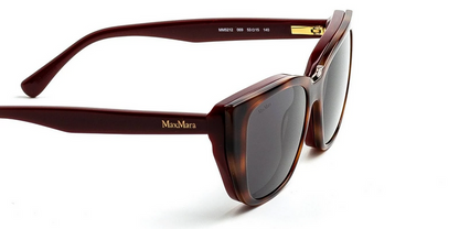 MaxMara MM5212 069 Burgundy Cat Eye Eyeglasses & Magnetic Clip-On Sunglasses