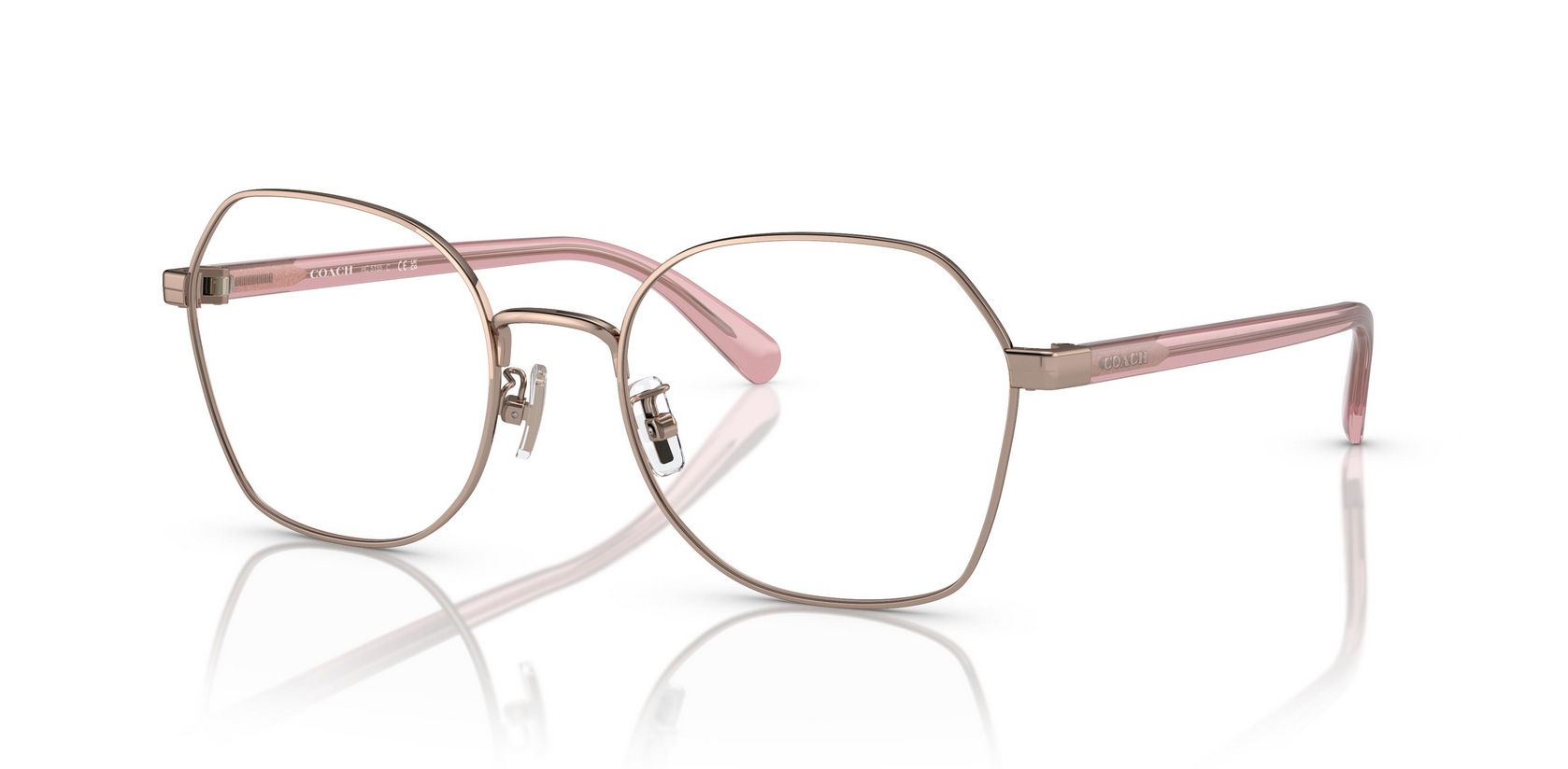 Coach HC5155 9331 Shiny Rose Gold Optical Eyeglasses Women’s Metal Pink Temples