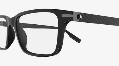 Montblanc MB0252O 001 Black Rectangular Optical Eyeglasses Carbon Fiber Temples