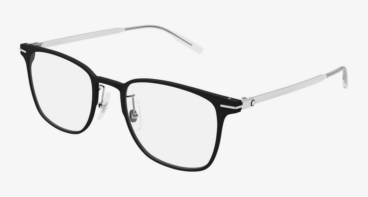 Montblanc MB0397ON 002 Black & Silver Optical Eyeglasses Frame Men’s Full Rim