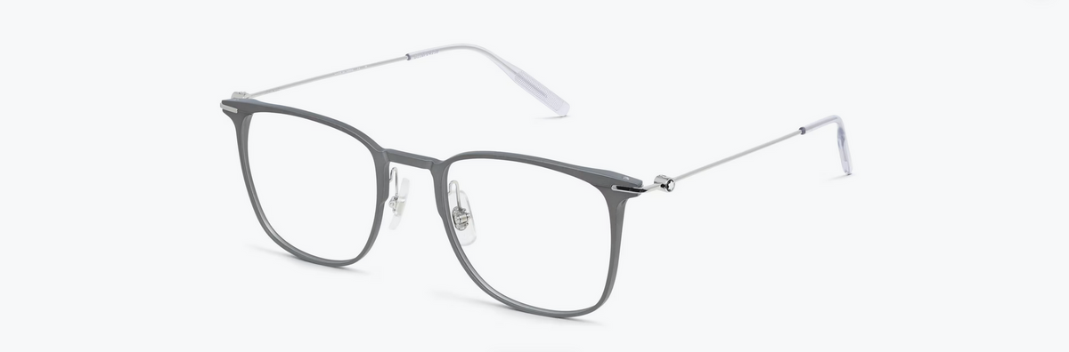 Montblanc MB0356O 010 Gray & Silver Optical Eyeglasses Frame Square