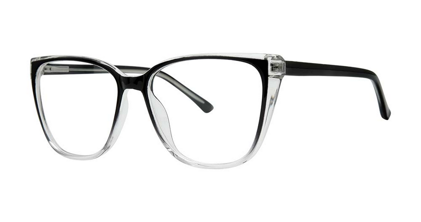Modern Plastic Sabrina Eyeglasses Cat Eye Black Crystal Fade Frame, 54-16-14